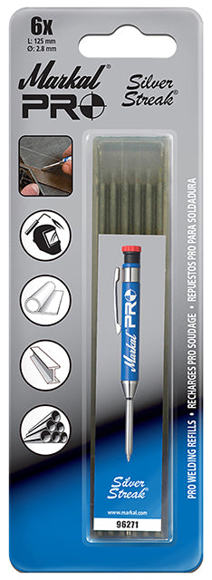 Marker ML-96271 Markal Pro Refills Silver pk6