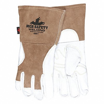 MCR SAFETY 4891M Welding Leather Glove Brown/White M PR