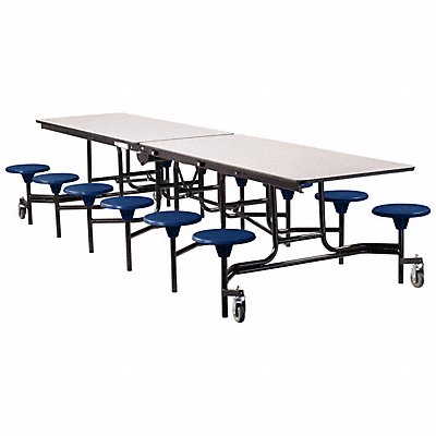 NATIONAL PUBLIC SEATING MTS12MDPEPCGY04 Mobile Stool Table 18in Bench H 12 Seats