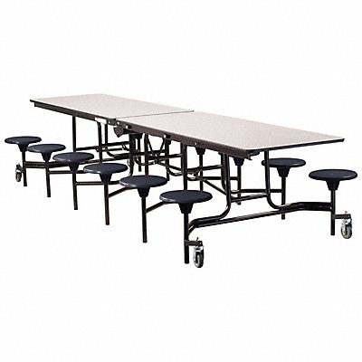 NATIONAL PUBLIC SEATING MTS12MDPEPCGY10 Mobile Stool Table 17in Bench H 12 Seats