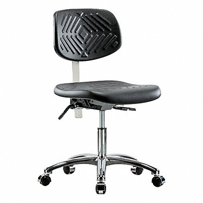 GRAINGER BRNCRPDHCHCRT0A0CCBLK Poly Clean Room Chair Low Cast Black