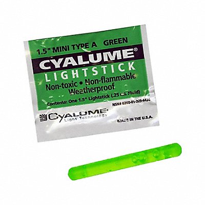 ABILITY ONE 6260010000000 Lightstick 1-1/2 in L Green PK50