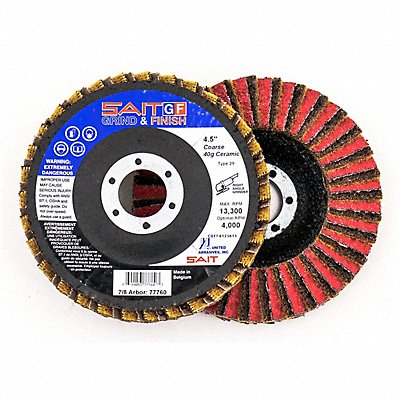 UNITED ABRASIVES-SAIT 77723 Flap Disc 4-1/2 in Dia Aluminum Oxide