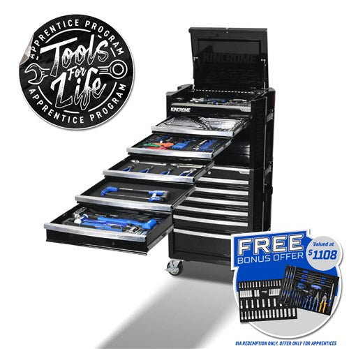 Kincrome P1821B CONTOUR® Workshop Tool Kit 307 Piece 11 Drawer (29") Black