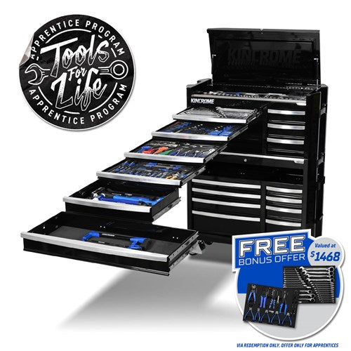 Kincrome P1823B CONTOUR® Workshop Tool Kit 470 Piece 17 Drawer (42") Black