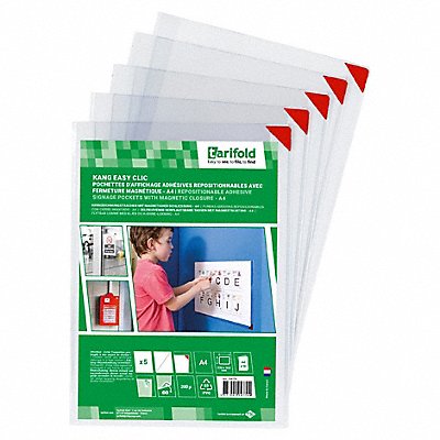 TARIFOLD P194750 Sign Holder Clear 9/32 in H Adhesive PK5