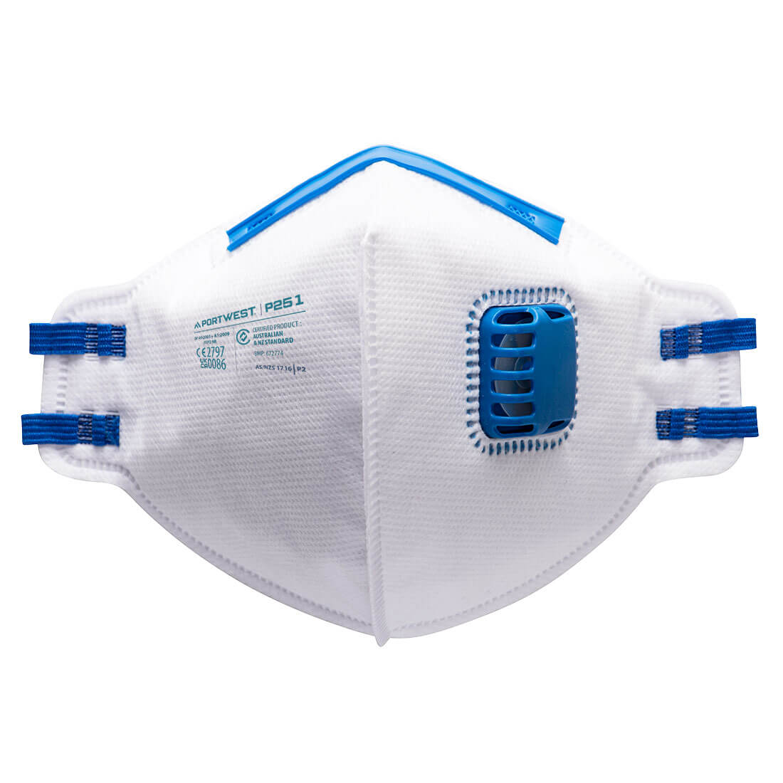 Portwest P251 FFP2 Valved Dust Mist Fold Flat Respirator (Pk20)