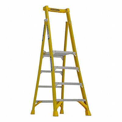 WERNER PD7304 Podium Stepladder 4 ft Fiberglass 375 lb