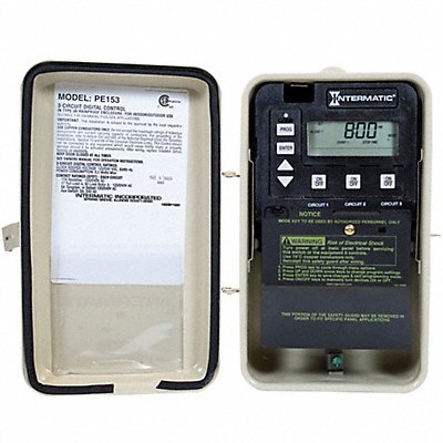 INTERMATIC PE153 Digital Timer 24 hr 3 SPST 120/240V