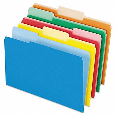 GRAINGER PFX435013ASST Legal File Folders Assorted PK100