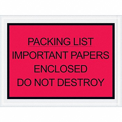 GRAINGER PL412 Packing List Envelopes 6 x 4 1/2