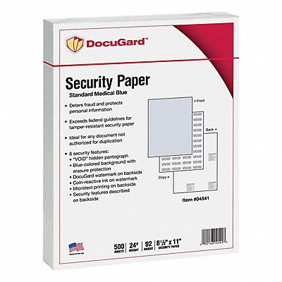 DOCUGARD 4541 Medical Security Paper 11 L Blue PK500
