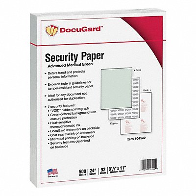 DOCUGARD 4542 Medical Security Paper 11 L Green PK500