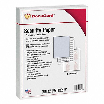 DOCUGARD 4543 Medical Security Paper 11 L Blue PK500