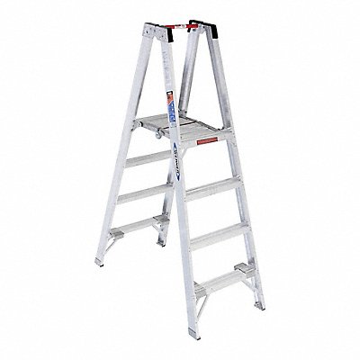WERNER PT374 Twin Platform Stepladder 4 ft Alum 300lb