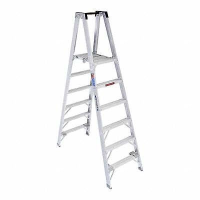 WERNER PT376 Twin Platform Stepladder 6 ft Alum 300lb