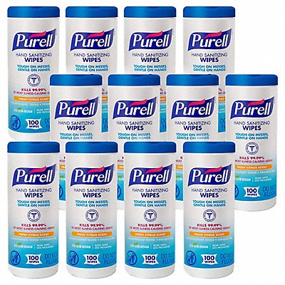 PURELL 911112 Sanitizer Wipes 7 inL 5.75 inW PK12