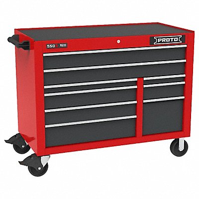 PROTO J555041B9SG Rolling Tool Cabinet Grey/Red 9 Drawers