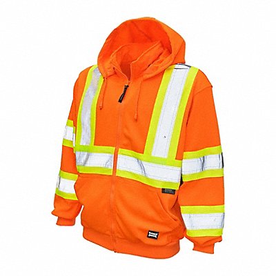 TOUGH DUCK S49411 Hi-Vis Hooded Sweatshirt XL Orange