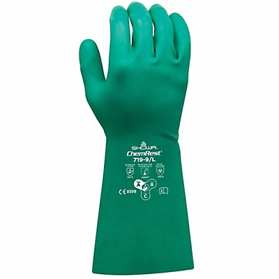 SHOWA 71909 Chemical Resistant Gloves L Green PR