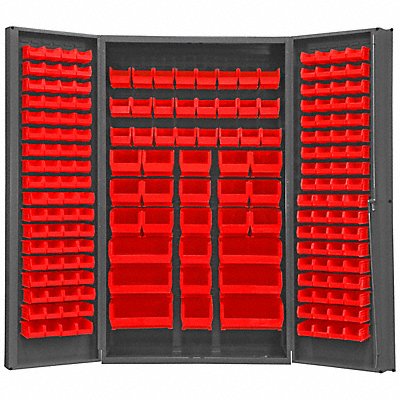 DURHAM MFG SJCBDLP1921795 K4896 Bin Cabinet 84 x48 x24 Grey 192RedBns