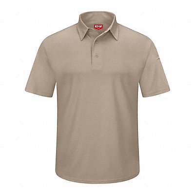RED KAP SK90TNSS5XL J2888 Short Sleeve Polo Sz 5XL Tan Polyester