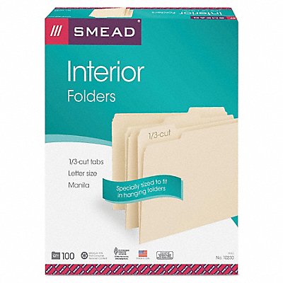 GRAINGER 10230 Folders Interior Folder Manila PK100