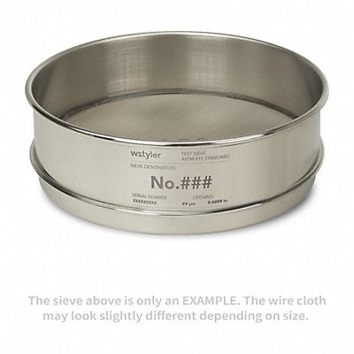 ADVANTECH 4SS8F Standard Stainless Steel Cloth Test Sieve: Stainless Steel, 8 in Outside Dia, 2 5/8 in Ht