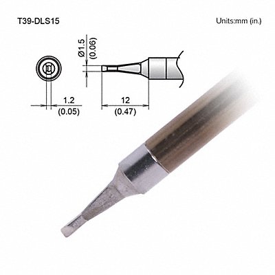 HAKKO T39DLS15 Soldering Tip T.W. 1.5 mm T.L. 12 mm