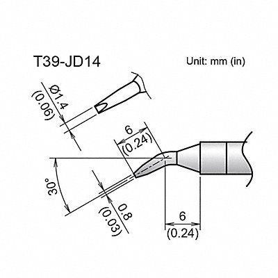 HAKKO T39JD14 Soldering Tip T.W. 1.4 mm T.L. 12 mm