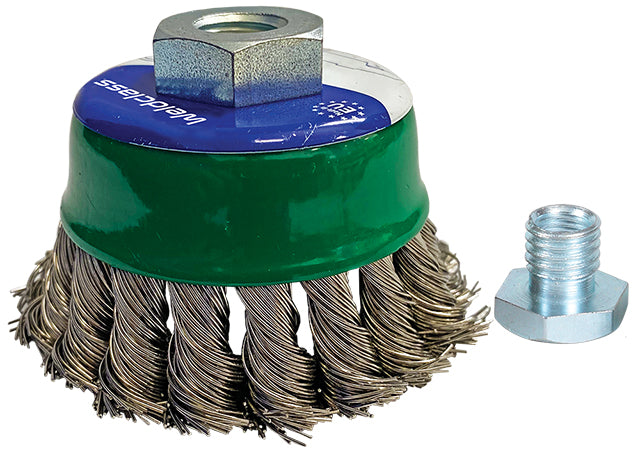 Weldclass TO-3620 Wire Brush Cup Twist-Knot 75mm M14x2/10x1.5 Stainless-Steel