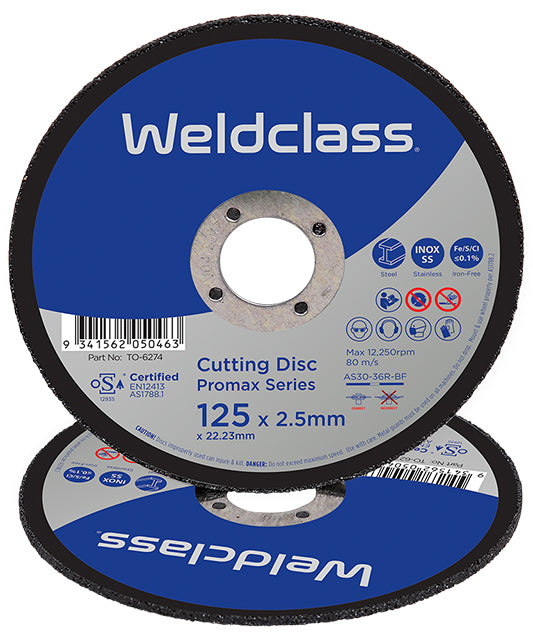 Weldclass TO-6274 Cutting Disc PROMAX Inox Std 125x2.5mm Flat