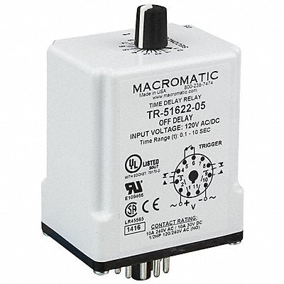 MACROMATIC TR5162612 H7803 Single Function Time Delay Relay 12VDC 8Pins