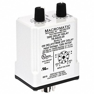 MACROMATIC TR5512212 H7838 Single Function Time Delay Relay 120VAC/DC 8Pins