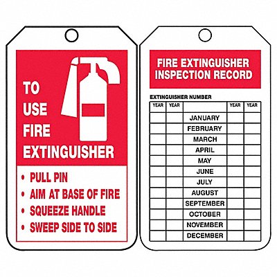 ACCUFORM TRS218PTP Fire Extinguisher Tag 5-3/4 H PK25