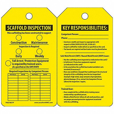 ACCUFORM TRS318CTP Inspection Tag 5-3/4 x 3-1/4 PK25