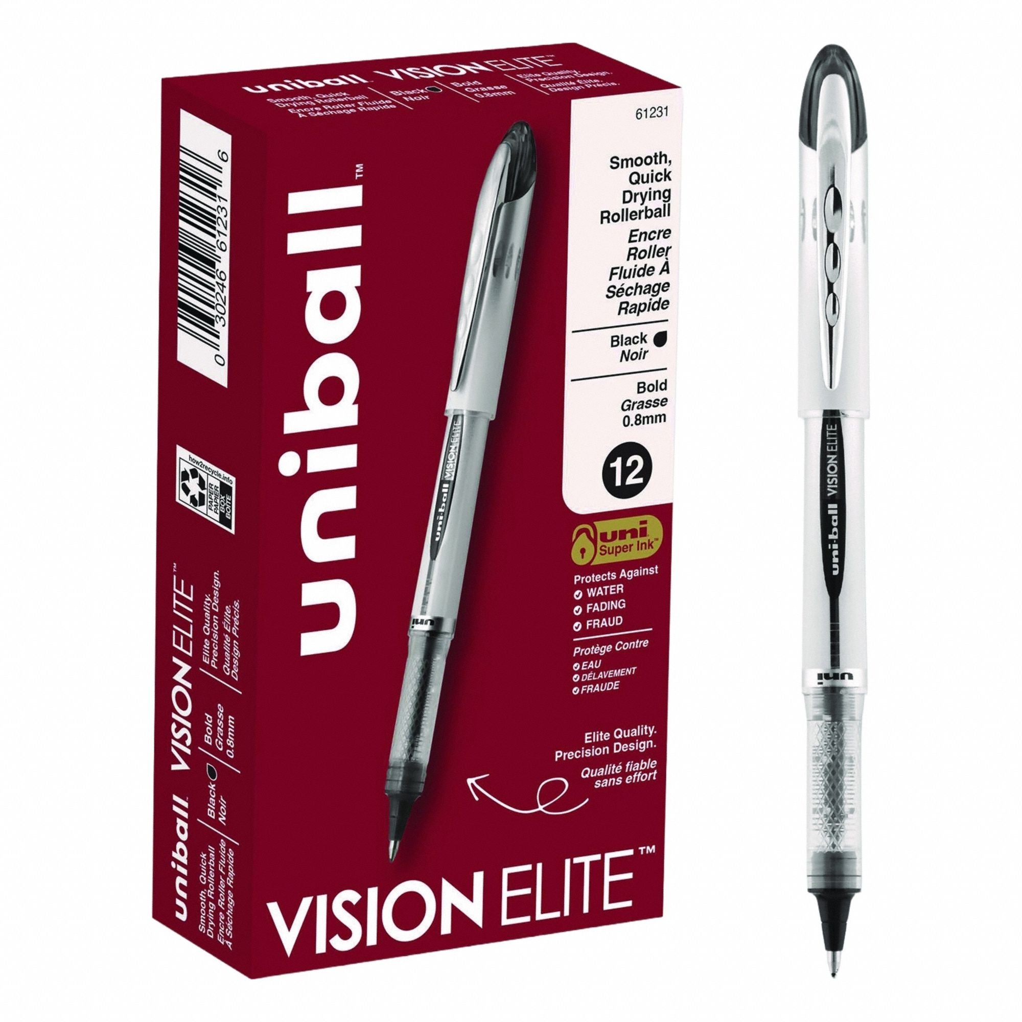UNI-BALL 61231 VISION ELITE Pen Stick Bold 0.8mm Blk