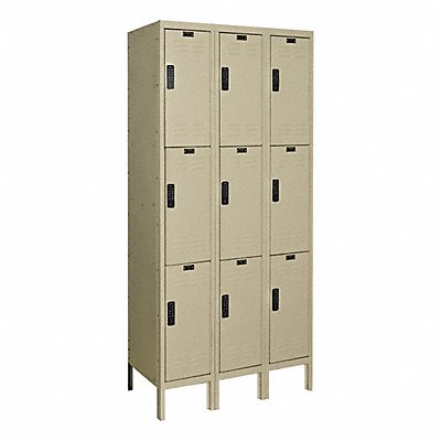 HALLOWELL UEL32283APT Wardrobe Locker 3x3Locker Tan 78 x36 x12 Assm