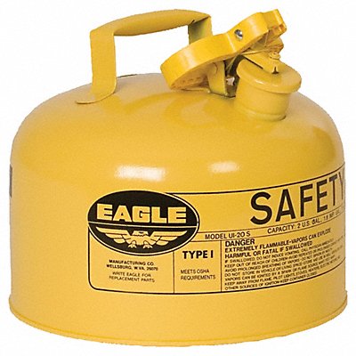 EAGLE UI25SY Type I Safety Can Yellow 2-1/2 gal Cap.