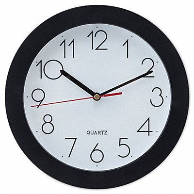 GRAINGER UNV10421 Round Wall Clock Black 9-3/4