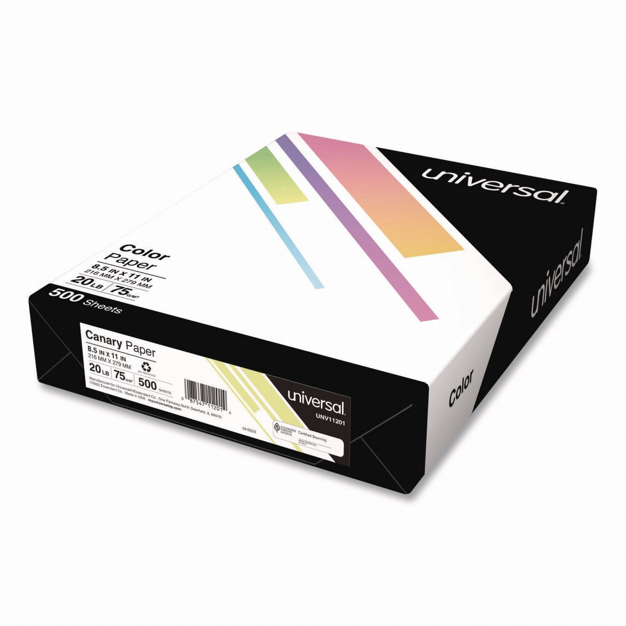 UNIVERSAL UNV11201 Colored Paper 20lb 8.5x11 Canary PK500