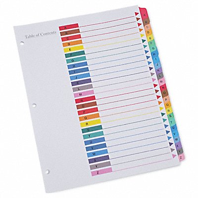 UNIVERSAL ONE UNV24812 Index Letter A-Z Color White PK26