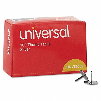 UNIVERSAL UNV51002 Thumb Tacks Steel Head 3/8 Dia PK100
