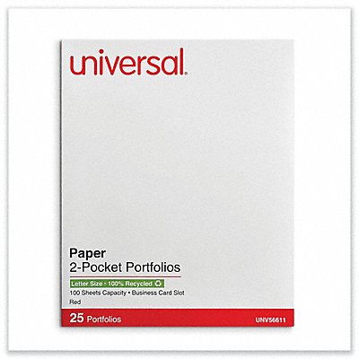 UNIVERSAL UNV56611 Portfolio Leather 11x8.5 Red PK25