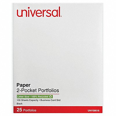 UNIVERSAL UNV56616 Portfolio Leather 11x8.5 Black PK25