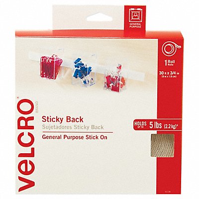 VELCRO BRAND 91138 Sticky Back Fastener Disp .75 x30ft Wht