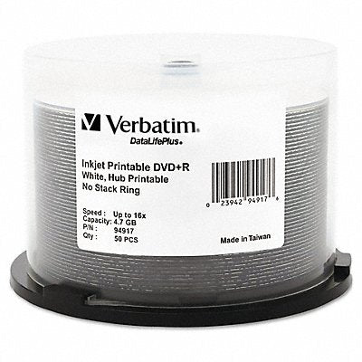 VERBATIM VER94917 DVD+R Disc 4.70 GB 120 min 16x PK50