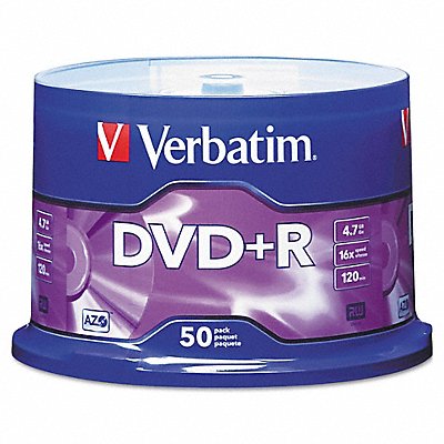 VERBATIM VER95037 DVD+R Disc 4.70 GB 120 min 16x PK50