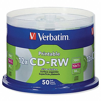 VERBATIM VER95159 CD-RW Disc 700 MB 80 min 4x PK50