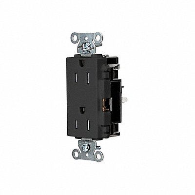 HUBBELL HBL2152STBKTR Receptacle 1/2 hp 125V AC NEMA 5-15R